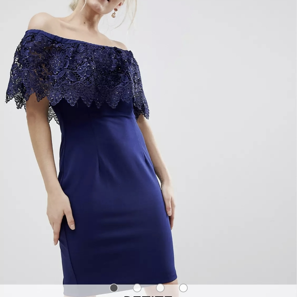 NWT Paper doll petite off shoulder lace sequin